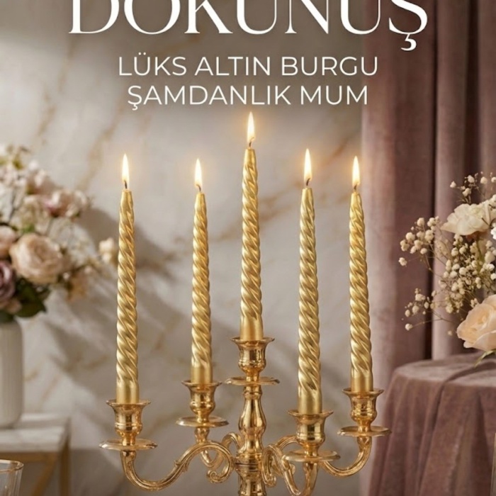 ® Yeni Ürün 4lü Lüks Burgu Şamdan Mumu 26 cmDamlatmaz Spiral Dekoratif Mum Seti